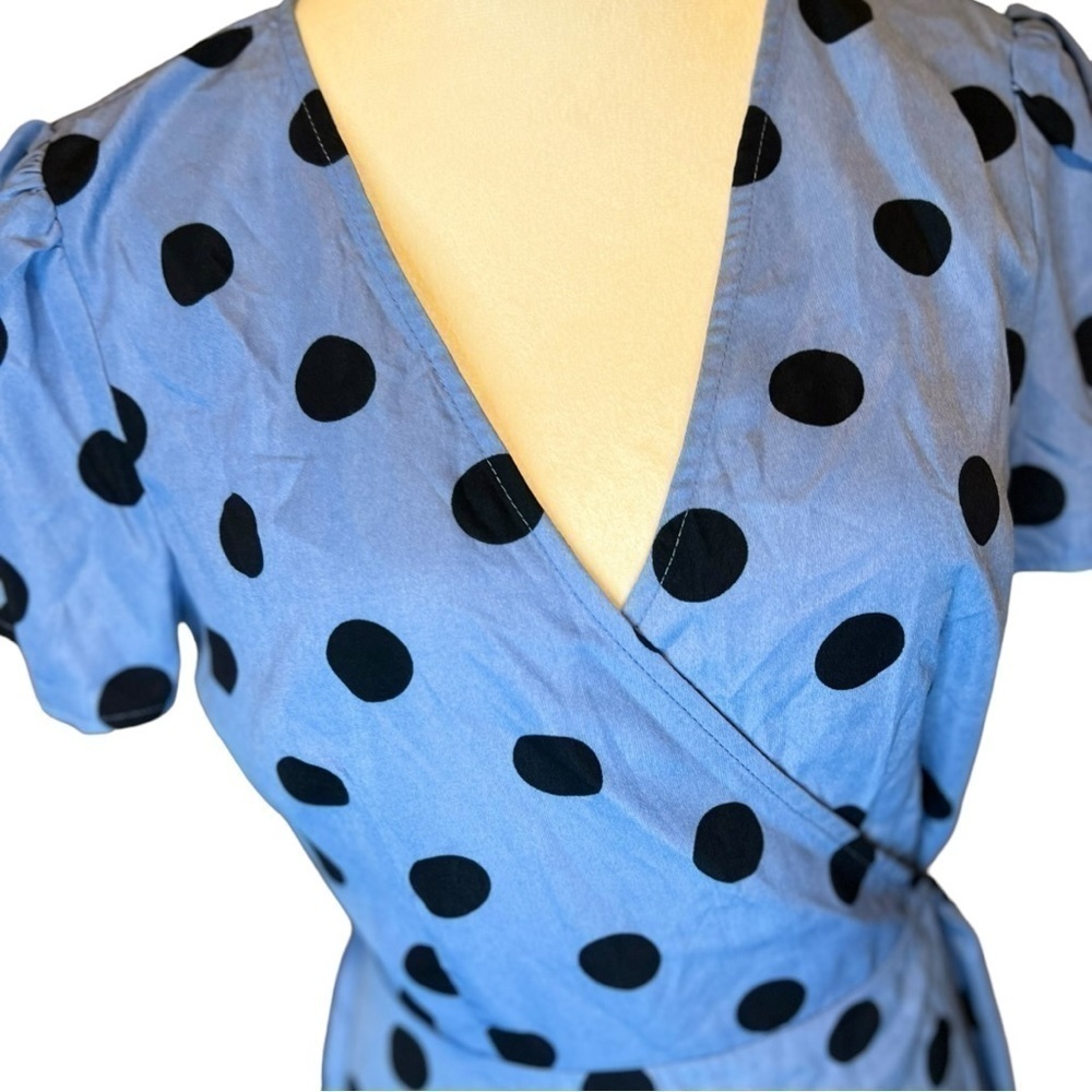 Cooper St Women's Short Sleeve polka dot Printed Wrap Mini Dress size small - Picture 3 of 7